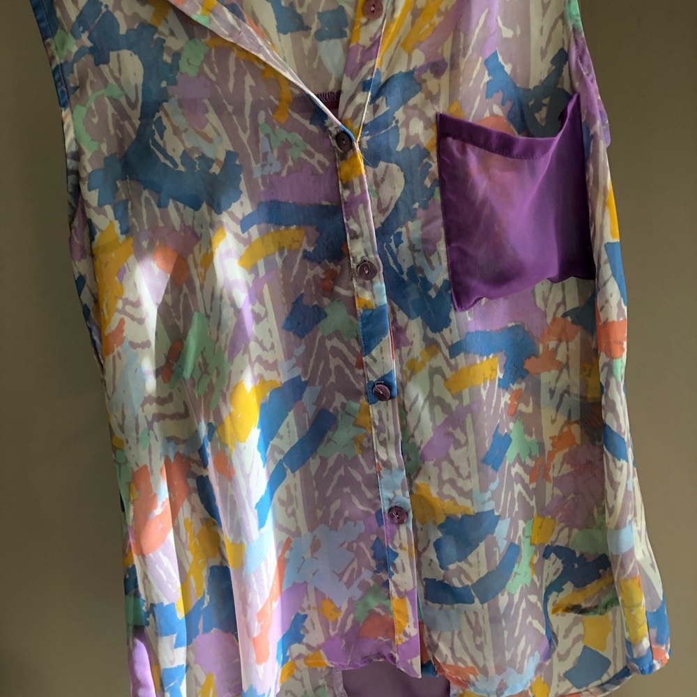 Retro button up tank top - Picture 3 of 3